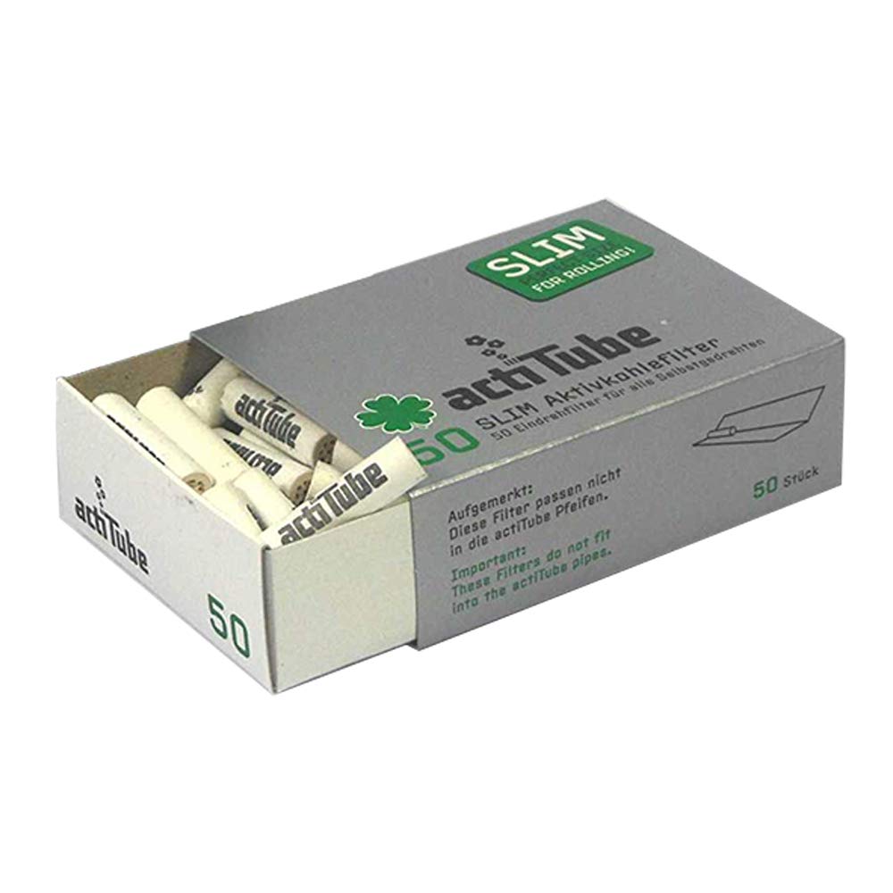 5000 ActiTube SLIM Aktivkohlefilter 100 x 50er Box Display 7mm Eindrehfilter in Acti Tube Tune Filter Tips Filtertips Aktivkohle