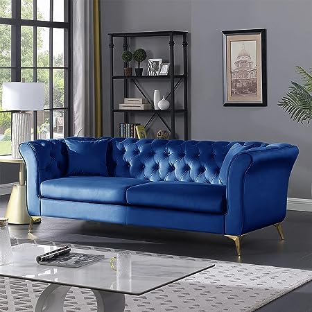 Image of Supernal 3 Seater Sofa Set with Brass Legs Perfect Gives Luxurious Look for Home /Living Room /Office /Guest Room /Hotels /Lounge