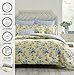 Laura Ashley - Queen Comforter Set, Soft & Reversible Cotton Bedding, Medium Weight for Year Round Comfort, 7 Piece Bed Set with Matching Pillowcases, Euro Shams & Bonus Throw Pillows (Cassidy Yellow)