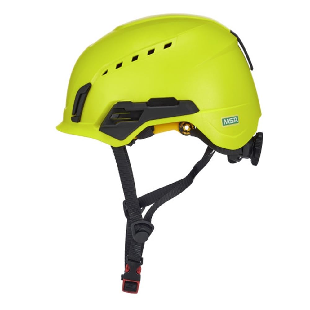 MSA Casco V-Gard H2 Pro Safety tipo 2 con cómoda suspensión de trinquete Fas-Trac III 10242821 | Riel de accesorios de botón y clips de iluminación universales | MIPS | Ventilado, estándar en amarillo