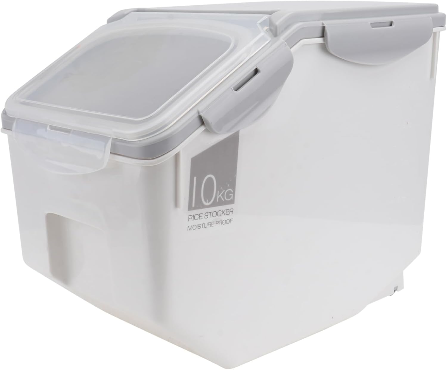 Household Rice Storage Bucket Multi-functional Rice Cylinder Flour Organizer s Grey Airtight Plastic Storage Box Measuring Cup Scale Display Visible Window Easy Access