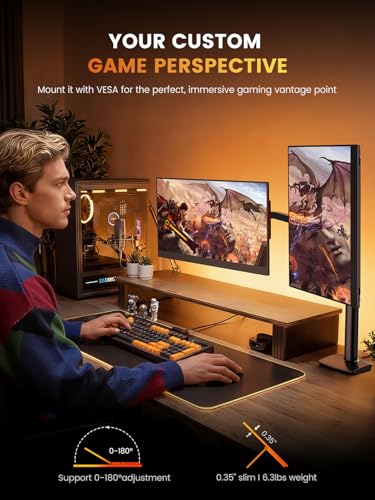 Image of UPERFECT Portable Gaming Monitor 144Hz 2.5K, 16 inch 0.1ms 100% DCI-P3 QLED | 400 Nits, FreeSync Monitor, USB-C & MINI HDMI, VESA & Case, Travel Second Screen for Laptop, PC, Computer, Game Consoles