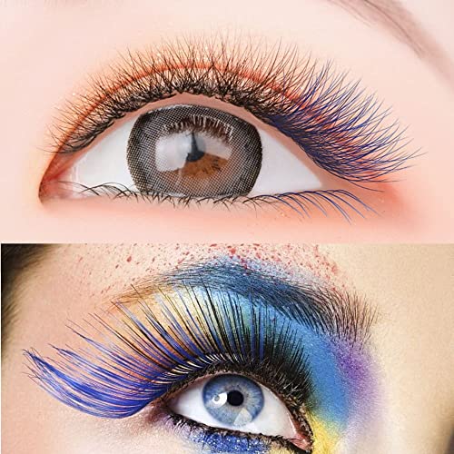 Lankiz Individual Lashes Natural Cluster Lashes, 20 Roots Blue Diy Lash Extension, C Curl 0.07Mm Thickness 8-14Mm Mix Faux Mink Colored Eyelash Extension At Home (Cluster-26) #TOP2