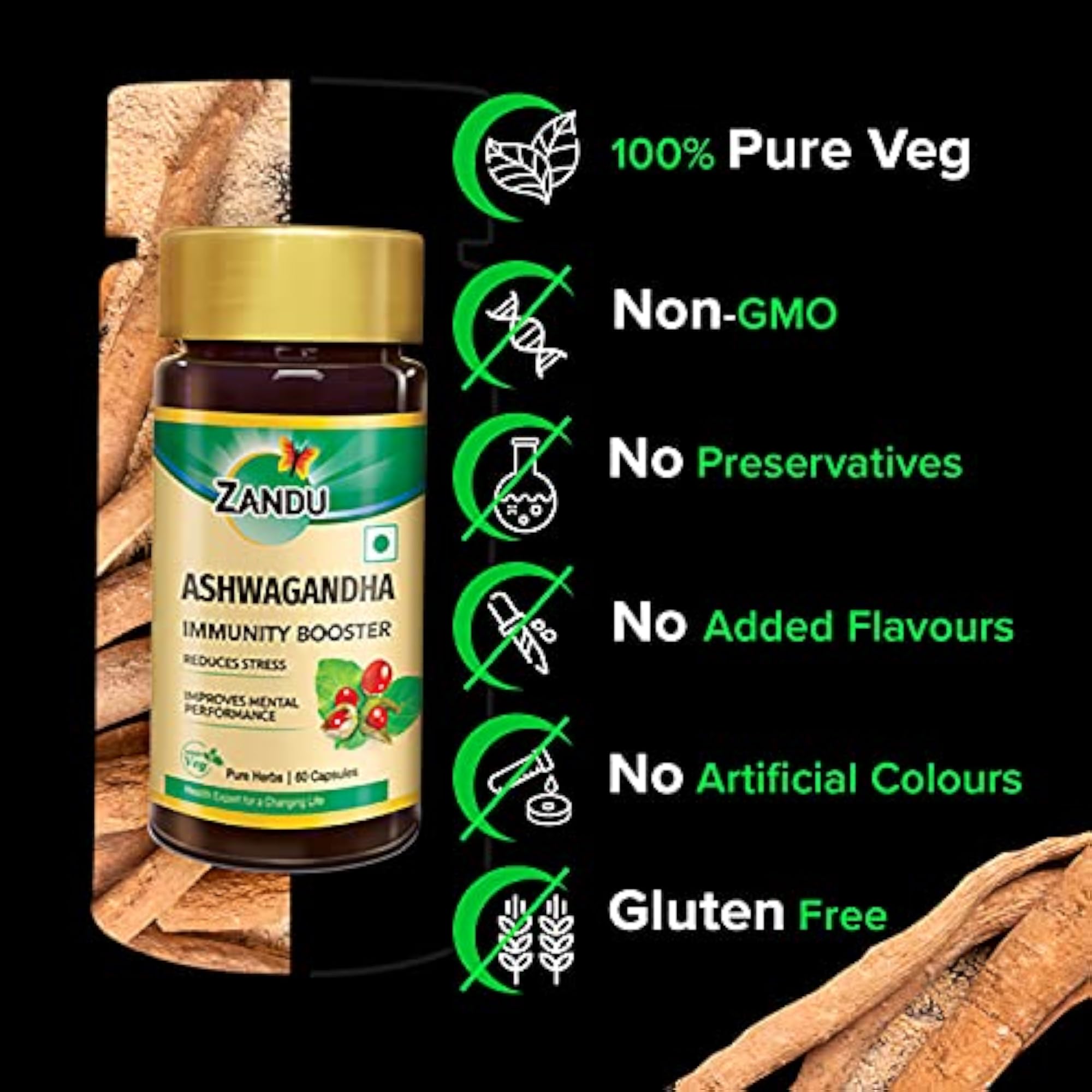 Zandu Ashwagandha Capsules, 60 Veg
