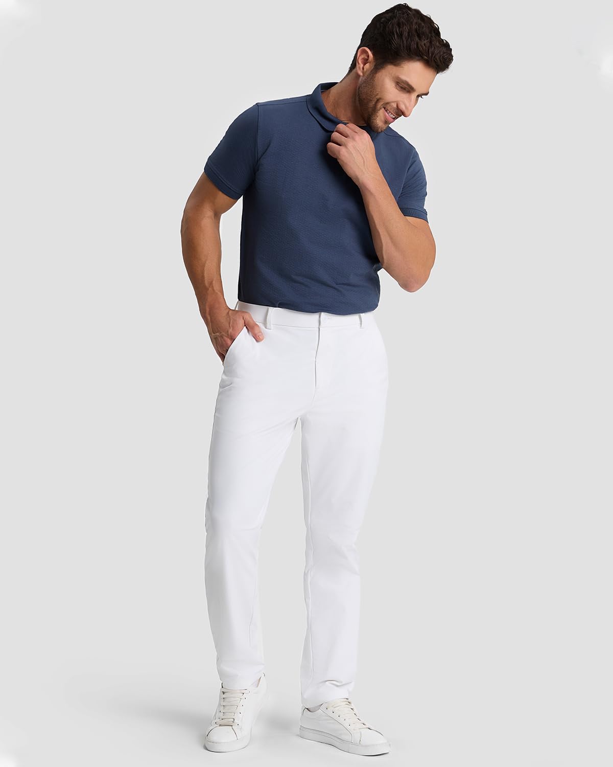 Mens Classic Fit Golf Pants Stretch Dress Pants 30''/32''/34'' Lightweight Casual Suit Pants with Pockets