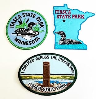 Itasca State Park Minnesota Embroidered Patches, Loon Design, Set of 3