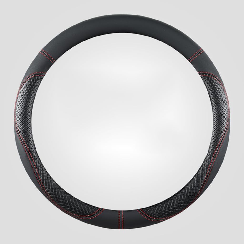 ZWDFDC Car Steering Wheel Cover for Citroen C5 Aircross AIRCROSS Hybrid C8 C-Crosser, Soft Non-Slip & Breathable GripEnhanced Grip, Comfortable & Durable,O型-Black Red