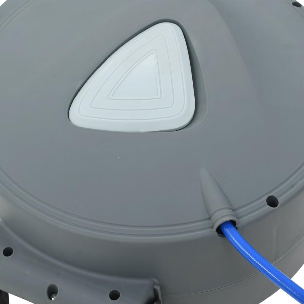 Avvolgitubo automatico ad aria compressa con tubo da 30 m e tubo di collegamento da 2 m, connettore da 1/4", montaggio a parete per officina e garage, grigio