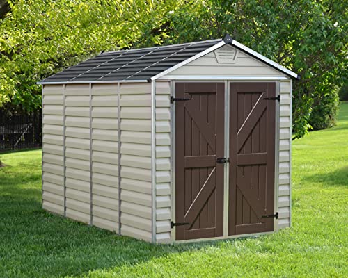 Palram - Canopia SkyLight 6' x 10' x 7' Backyard Outdoor Storage Shed, Tan - Image 2
