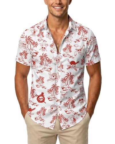 99TIMORO Piece Monkey D Anime Mens Hawaiian Shirts Short Sleeve Top
