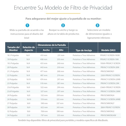 Filtro de Privacidad Monitor 19,5 pulgadas 16:9 con acabado reversible mate o brillante 5