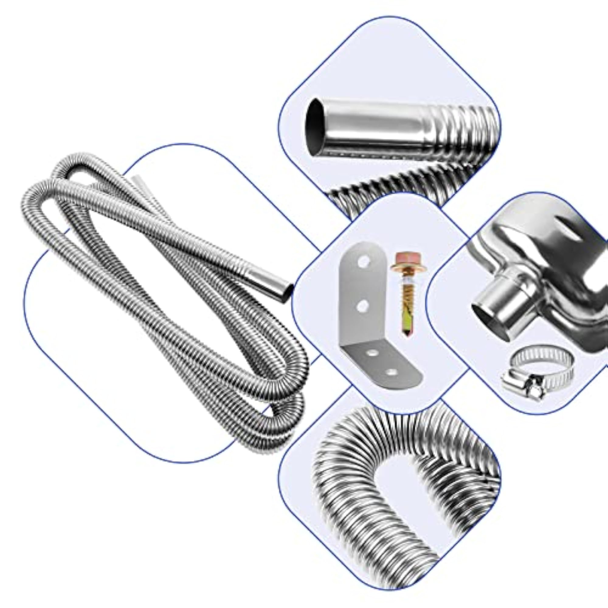 Diesel Heater Exhaust Pipe with Muffler & Clamps