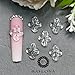 Set 10Pcs Gel 3D Flowers Nails Charms Plain No Rhinestone Gems Handmade by Gel, Design For Medium & Long Nail, 3D Flower Nail Art Floral Salon Decor For Women (Medium, 4 Petals Clear)