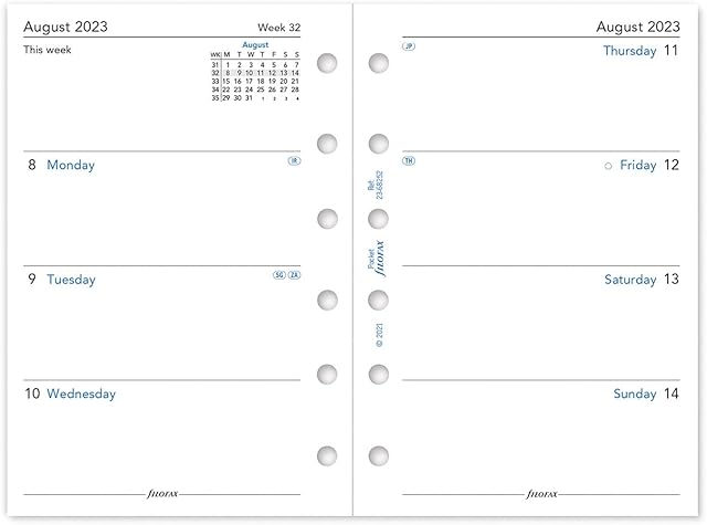 Filofax Pocket week on two pages mid year diary August 22 - July 23, White