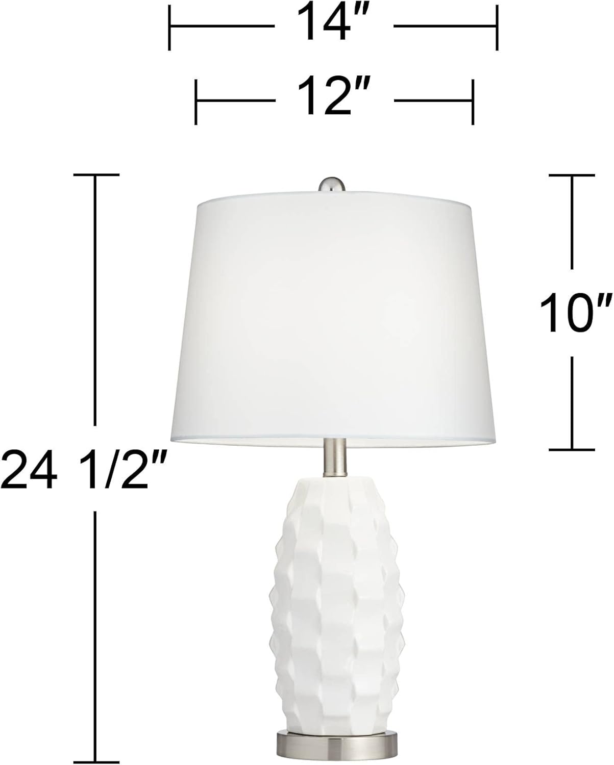 360 Lighting Brad Modern Coastal Style Accent Table Lamps 24.5" High Set of 2 LED Scalloped White Ceramic Tapered Drum Shade for Living Room Bedroom Beach House Bedside Nightstand Home