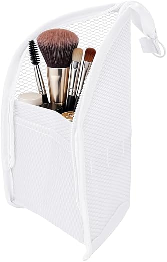 MAYCREATE® Mesh Zipper Makeup Toiletry Bag, Breathable Quick-Dry Travel Organizer Pouch, Lightweight Transparent Storage f...