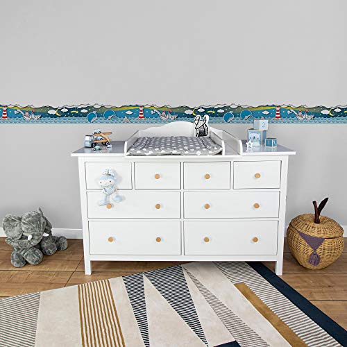 A.S. Création Lovely Kids Kinderzimmer Bordüre Fishing Captain selbstklebend raue See bei Nacht
