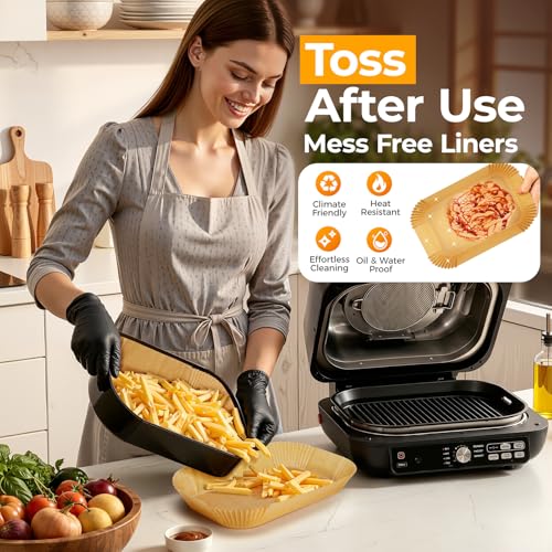 Image of Vailnd 150Pcs Air Fryer Liners Disposable for Ninja Smart XL, 11'' X 6'' Parchment Paper Air Fryer Liners for Ninja Indoor Grill, Food Grade | Grease Proof | 428F Heat-Resistant | Simple Cleanup