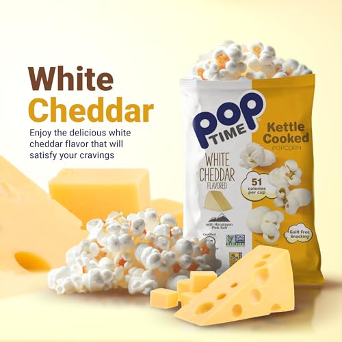 Poptime Kettle Cooked Popcorn - White Cheddar, 1Oz Bags (24 Pack), Non-Gmo, Gluten Free, Dairy Free, Kosher thumb #4