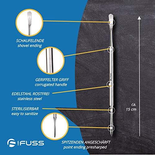 Mr. Fuss Nagelhautschieber Pusher Edelstahl 2-Seitig Modellierspitze Spatel – Bild 3