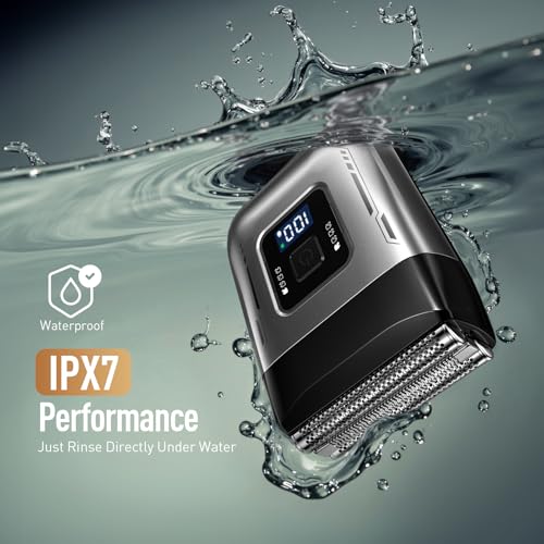 Image of Electric Foil Shavers for Men: High-Speed 6000RPM Dual Heads (Foil + Trimmer) - USB-C Rechargeable & IPX7 Waterproof - LED Display, Travel-Friendly Cordless Shaver
