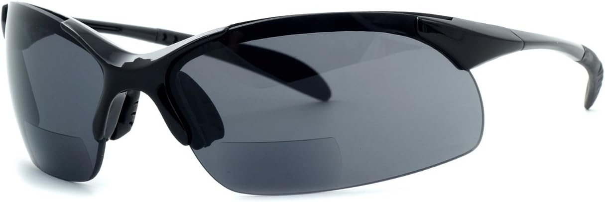 Calabria 48BF Sport BiFocal Reading Sunglasses Mens Womens Lightweight Comfortable Semi-Rimless Wrap Around Bi-Focal Sunnies