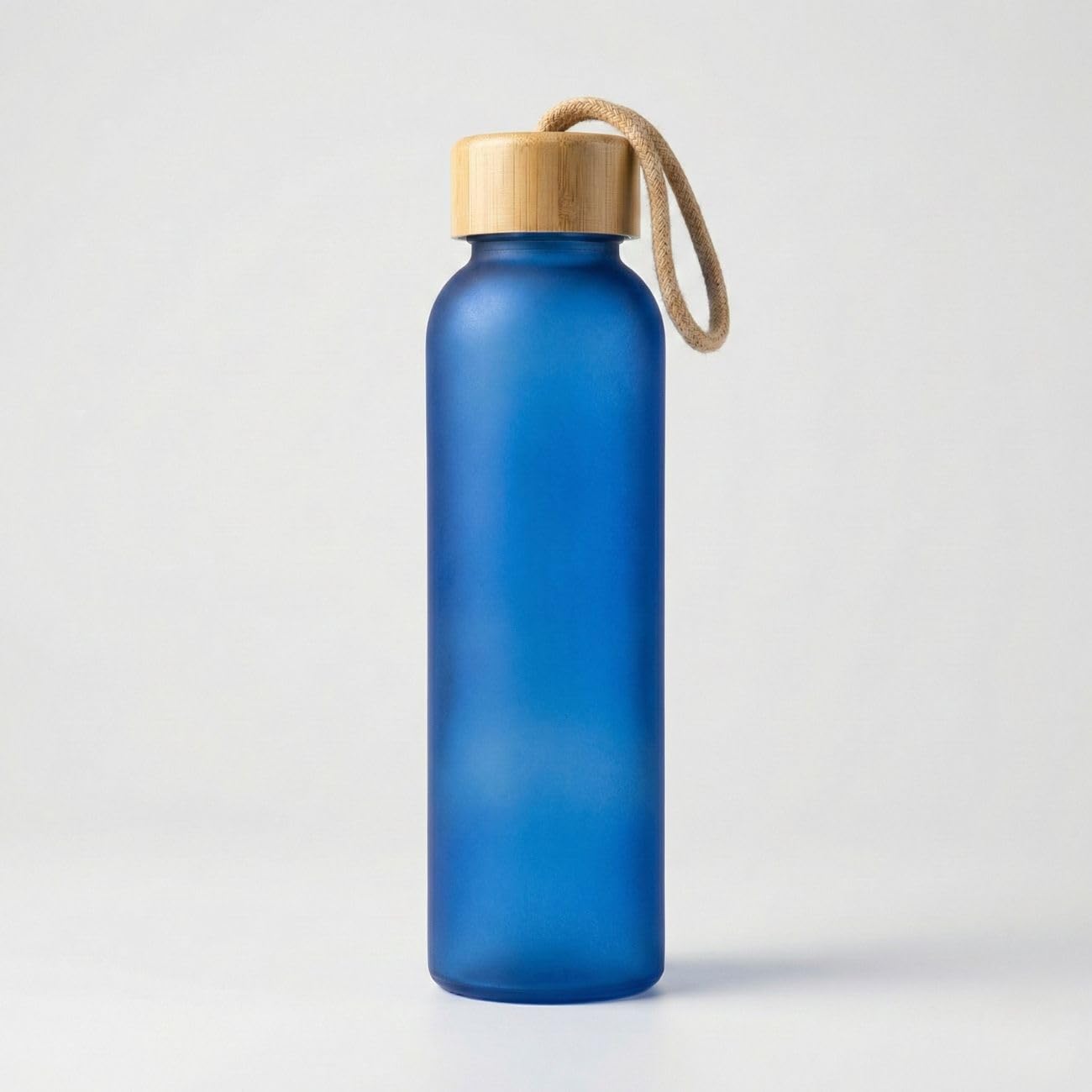 Frosted Glass Water Bottle - Bamboo Cap -9 Frosted Glass Water Bottle - Bamboo Cap -9