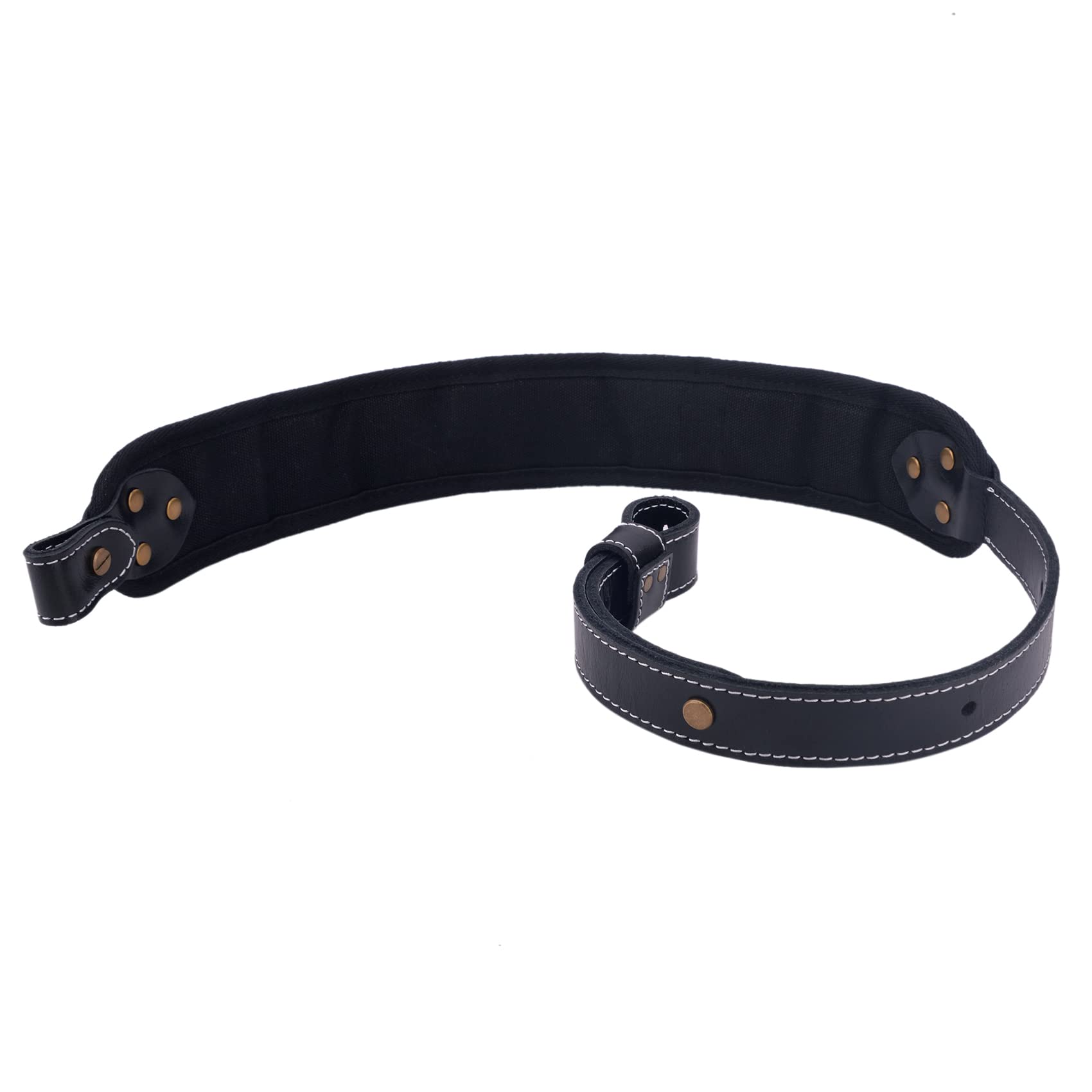 Leather Rifle Shell Holder Sling, Padded Canvas Gun Shoulder Straps (Black)