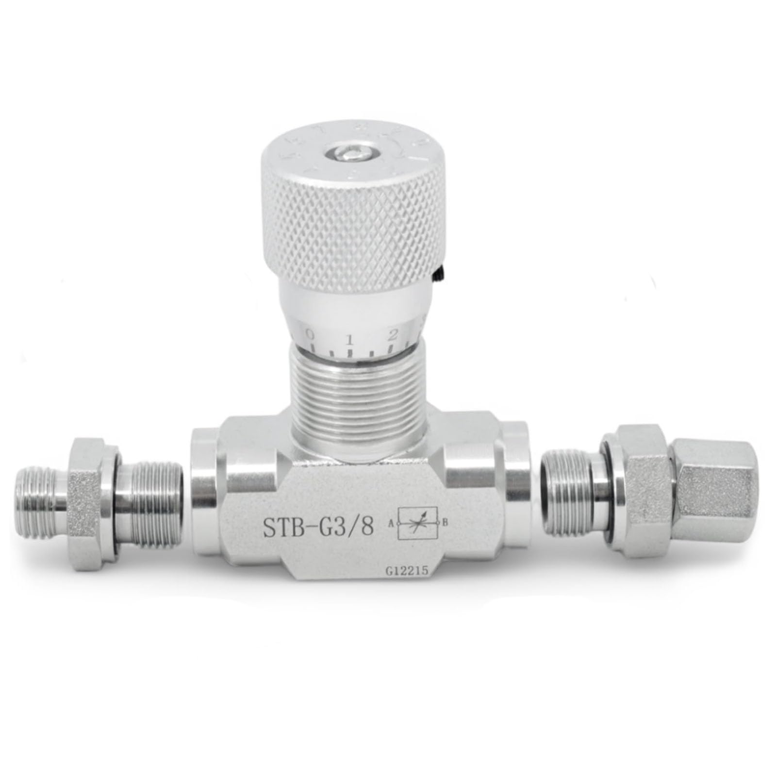 Vanne de Régulation de Débit G3/8, Limiteur de Débit Hydraulique Bidirectionnel pour Mini-pelle de 1 à 2 Tonnes, Raccord Double Voie en Acier allié