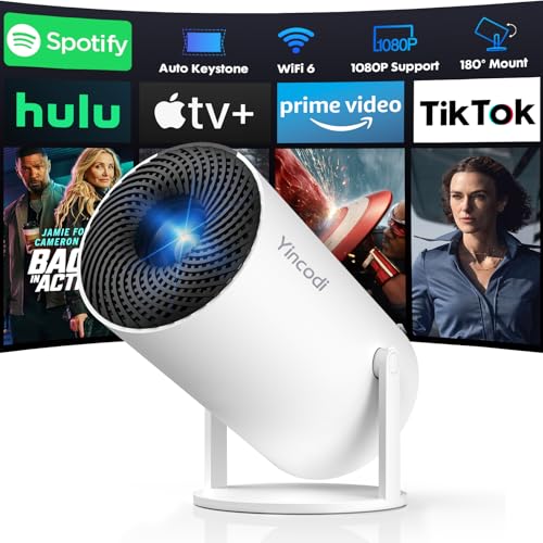 Image of [Built-in Apps & Auto Keystone] Mini Projector, Portable Projector with WiFi 6 and Bluetooth 5.2, Native 1080P Smart Projector 4K Supported, 180° Rotation, Compatible with HDMI/USB/TV Stick/Laptop