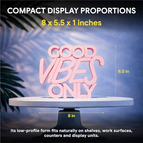 Image of Mad Masters Good Vibes Only Motivational Desk Decor - Aesthetic Table, Shelf & Wall Showpiece for Home Office, Business. Vastu Friendly Gifting, Blush Pink (20.3 x 16.5 x 2.5 cm)