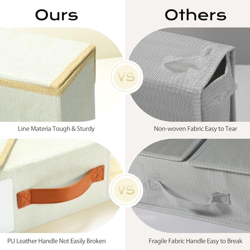 Yecaye Queen & King Size Bedding Storage Box, Foldable Organizer with Clear Window and Label, Beige