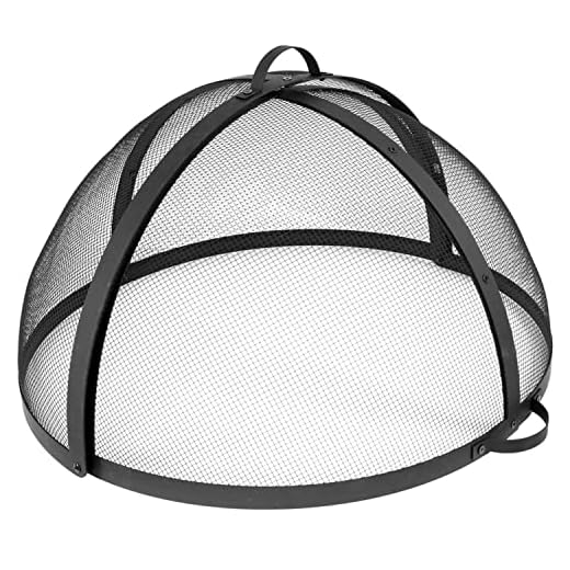 Sunnydaze Easy-Opening Fire Pit Spark Screen Cover Accessory - Outdoor Backyard Heavy-Duty Round Firepit Ember Arrester Lid with Hinged Door - 36 Inch