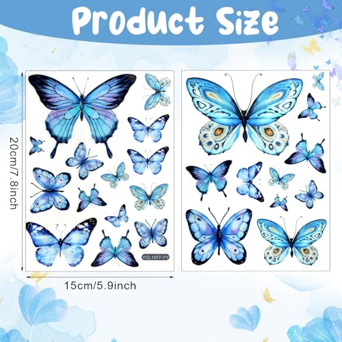Set de 25 vinilos mariposas luminiscentes azules miniatura 2