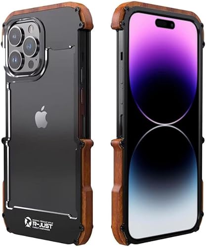 Kowauri Funda para iPhone 14 Pro Max, protecciĂłn contra caĂdas de aleaciĂłn de aluminio, marco de madera de metal, a prueba de golpes, funda Kowauri Funda para iPhone 14 Pro Max, protecciĂłn contra caĂdas de aleaciĂłn de aluminio, marco de madera de metal, a prueba de golpes, funda