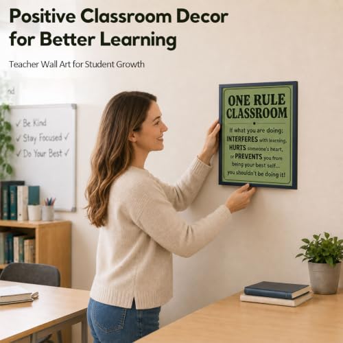 Classroom Decor Wall Art Print, One Rule Classroom Poster With Positive Message, Teacher Wall Decor For Middle And High School Teachers, Classroom Rules Artwork For Student Learning Space, Back To School Decoration(11x14 Rule) - Image 3