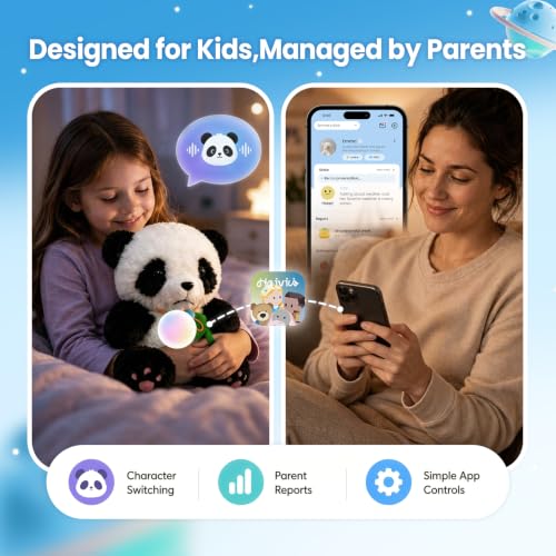 Image of AI toys for kids, Interactive ai companion kids plush panda, Designed specifically for kid's development, No screen educational toys, Smart ai stuffed animal for 3+Kids, 2026 emotional support gifts
