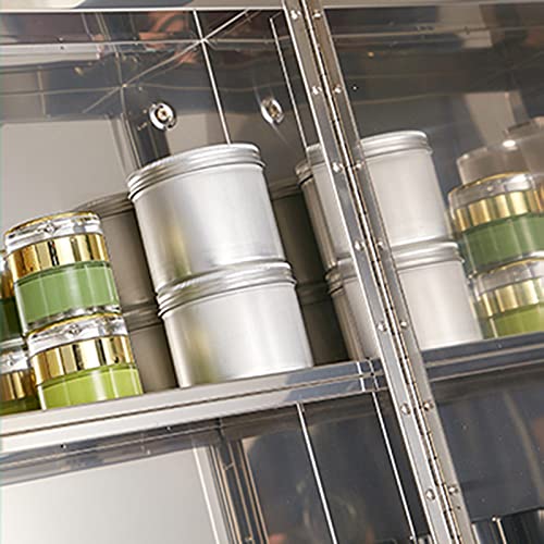 Qlat Home Stainless Steel Bathroom Mirror Cabinet With Shelf Wall-Mounted Bathroom Storage Separate Dressing Table Toilet Mirror #TOP4