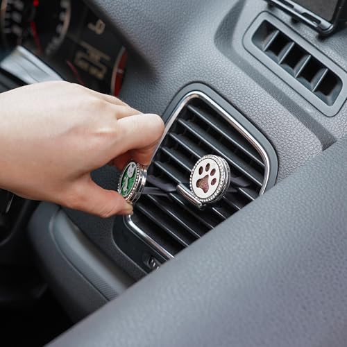 Image of Essential Oil Car Diffuser Vent Clips, Sparkling Essential Oil Car Diffuser, with 20 Refill Pads, for Long Lasting Automotive Odor Eliminator Decoration (1, Kitten + Cat paw)