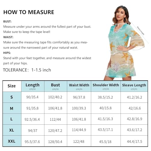Robe trapèze manches 3/4 imprimé tropical turquoise légère - 5
