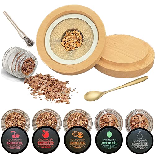 Cocktail Smoker - Fashioned Smoker Kit Drink Smoker Infuser Kit for Cocktails, Whiskey, Flavor Drink Smoker Include Oak, Cherry, Apple and Pecan Wood Chips,Whiskey Smoker Gifts for Men
