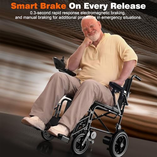 Image of Hassky Electric Wheelchair for Adults Foldable, 15 Miles Range Motorized Wheelchair, Power Wheelchairs for Seniors Supports Up to 350 lbs, Black