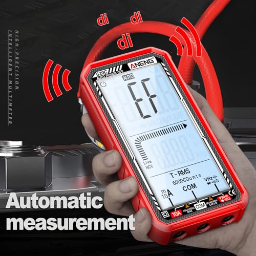 Image of Digital Multimeter Tester, Smart Multimeter with Auto Ranging Digital Voltmeter Measures Voltage Current Resistance Continuity Capacitance Temperature for Electricians,DIY (620C Red)