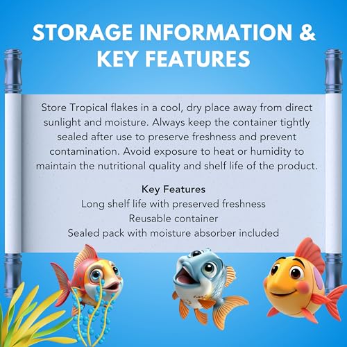 Image of Tropical Flakes 25g Fish Food with 52% Protein for Guppy,Betta Fish,Guppy Fries,Tetra and All Types of Tropical Fishes