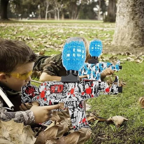 Image of Crackles Electric M16A1 Water Ball Blaster Gun for Kids | Automatic Burst Shooting Gel Gun Toy with Flash Light Effect, Rechargeable Battery & Silencer Outdoor Fun Toy Gun for Boys Multicolor