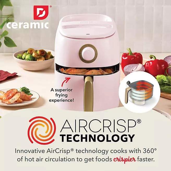 Daashceramictasticrispexpressairfryer26qtoilfreecookingadjustabletimernonstickceramiccoatingcompactsizeforsmallkitchensfastheatingforfrieschickenblush Urban Country Home Decor Daash ceramic tasti crisp express air fryer 26qt oil free cooking adjustable timer non stick ceramic coating compact size for small kitchens fast heating for fries chicken blush urban country home decor