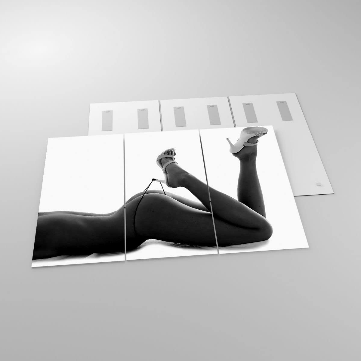 Quadro Su Vetro 3 Pezzi 165x110 Cm - Stampe Modella Femmina - Decorazione Murale Moderna - 2