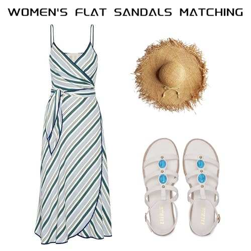 Image of Women's Bohemian Espadrille Platform Sandals,Open Toe Wedge Sandals with Turquoise Decor, Adjustable Ankle Buckle, Summer Beach Shoes