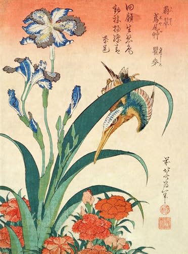 Lienzo de Hokusai Kingfisher de 60x90cm para una sala de estar elegante y relajante