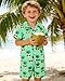 YUEMION Boys Hawaiian Outfit 2Pcs Set Summer Beach Button-Down Shirt Top + Shorts for Kids(Green - pineapple, 8-9 Years)
